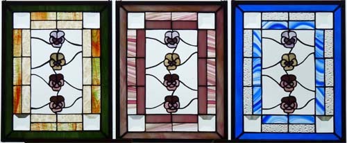3 panels with glass flowers